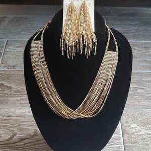 Diamond and Gold Costum Necklace Set